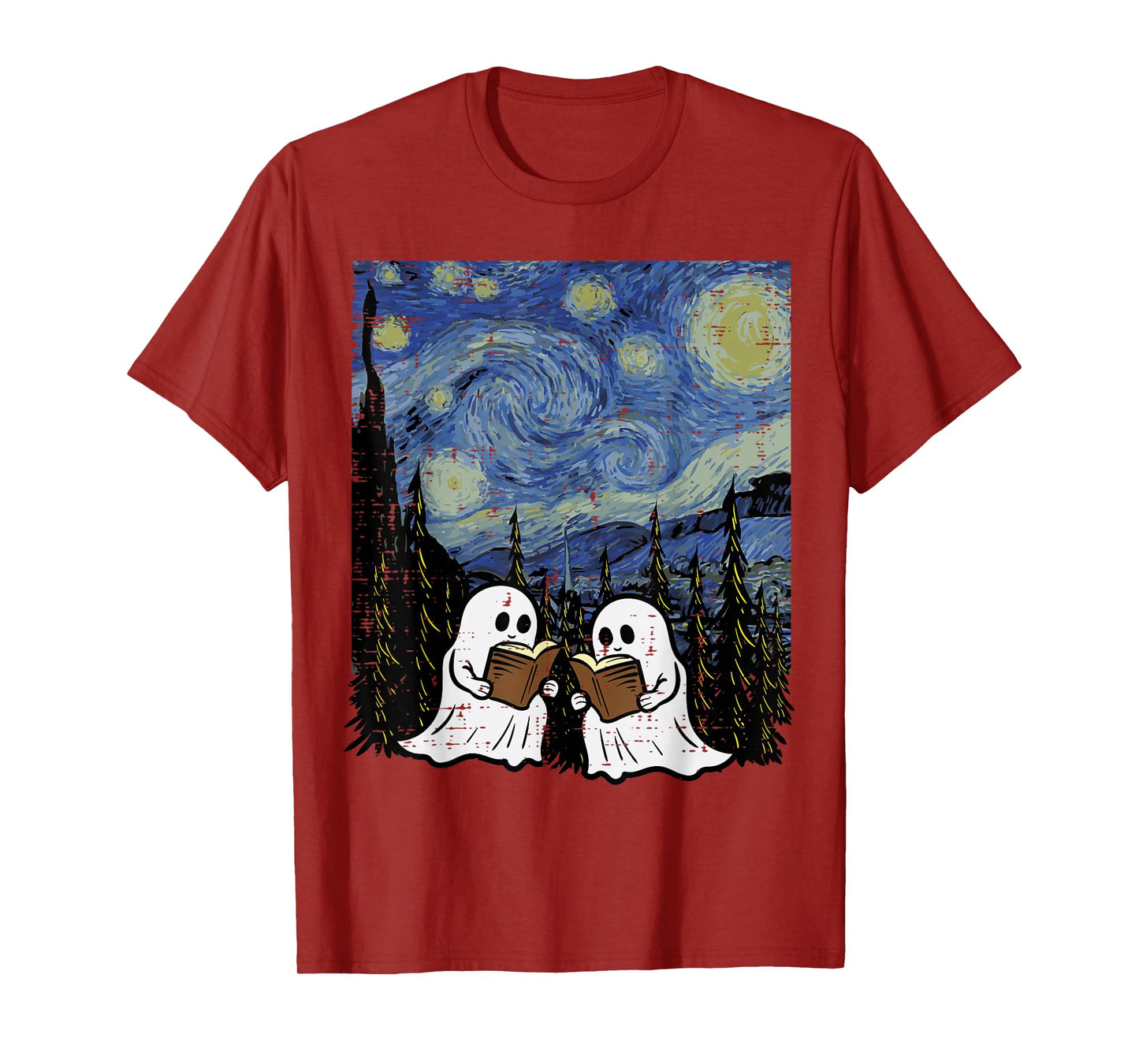 Halloween Ghosts Books Starry Night Costume Men Women Kids T-Shirt