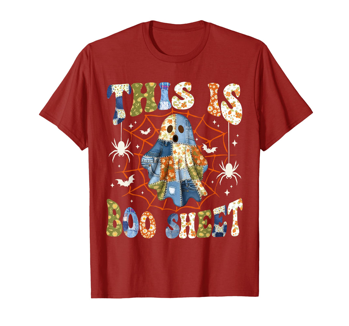 Boo Sheet Ghost Funny Retro Groovy Preppy Costume Girls Kids T-Shirt