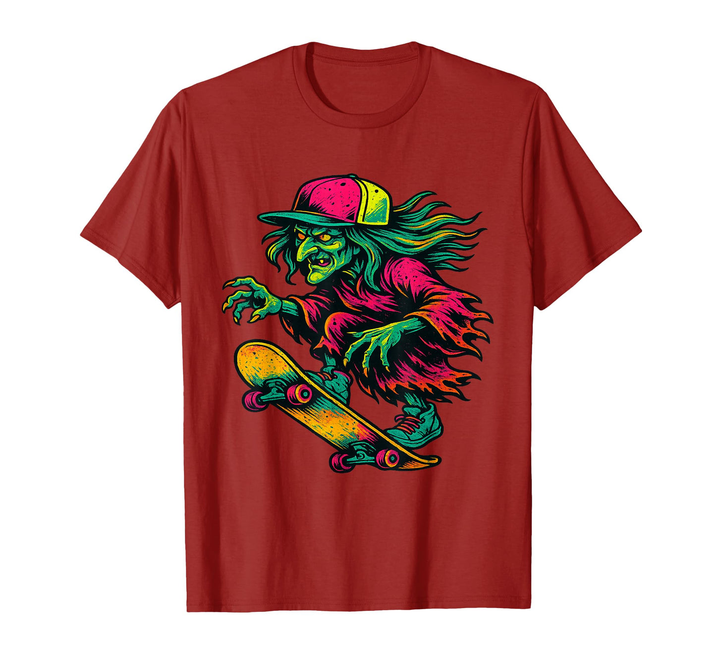 Skater Witch Gnarly Skateboard Witchy Spooky Sorcery T-Shirt