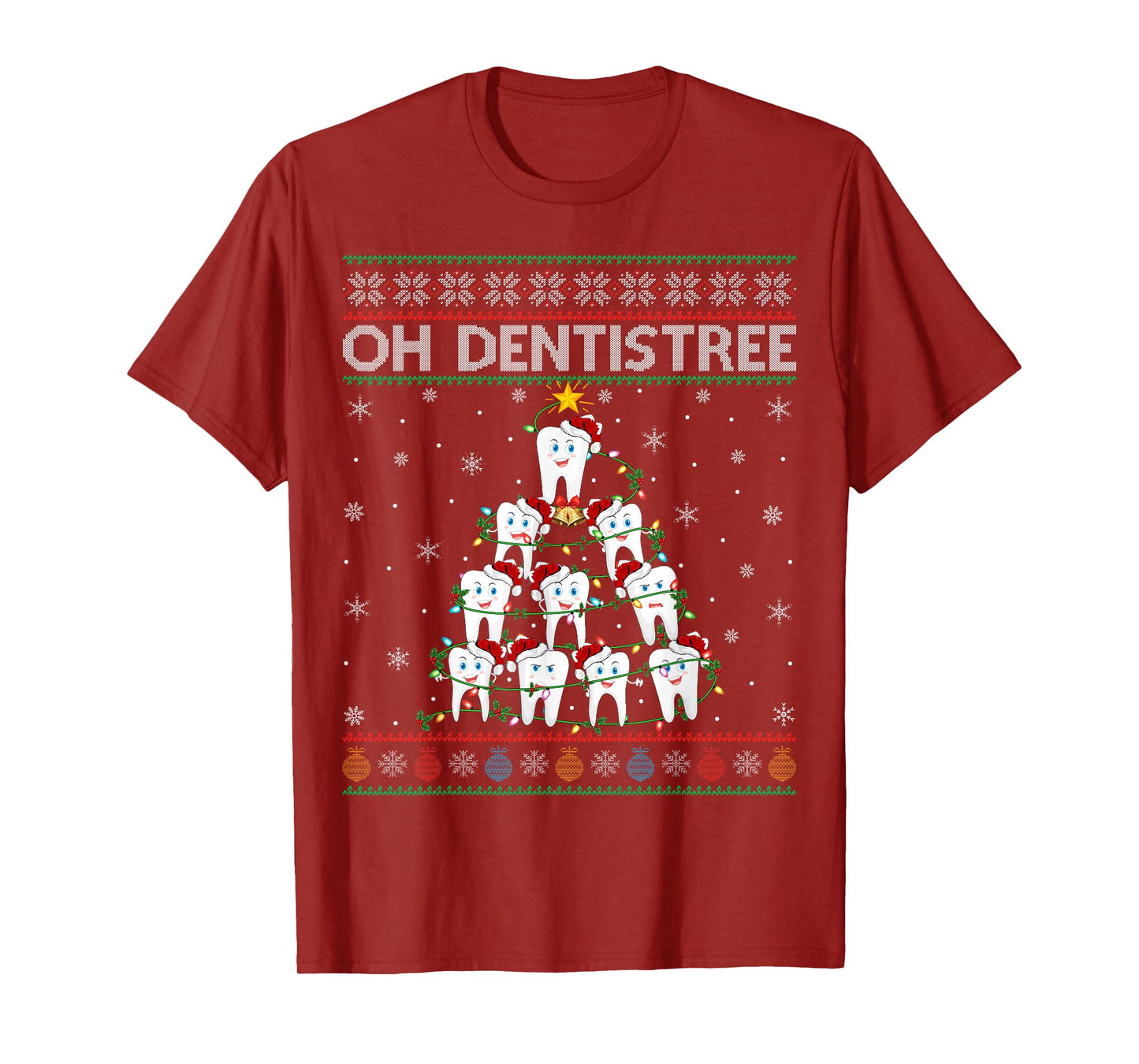 Oh Dentistree Ugly Xmas Sweater Dentist Teeth Christmas Tree T-Shirt