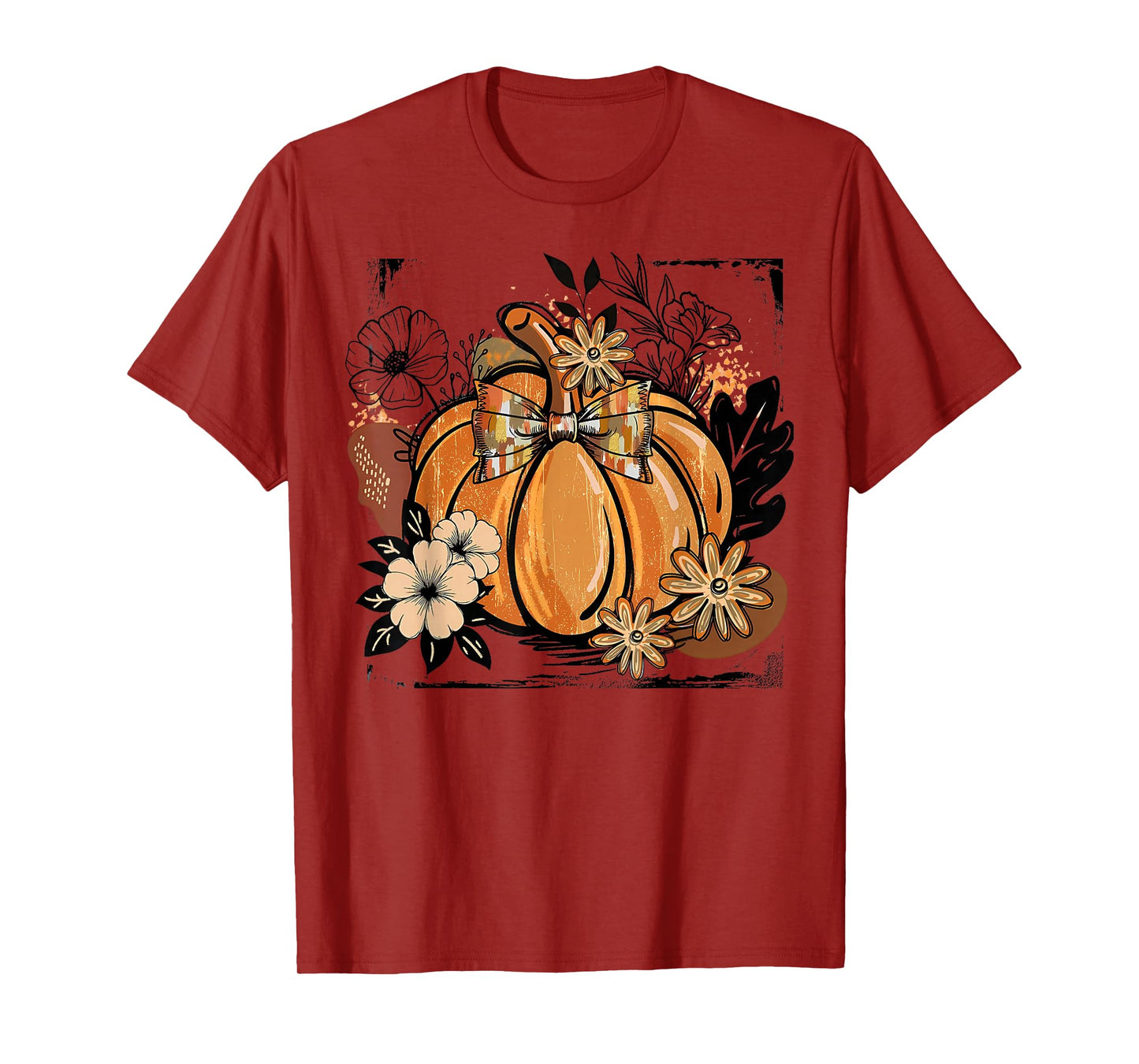 Floral Fall Pumpkin Boho Pumpkin Coquette Vintage Autumn T-Shirt