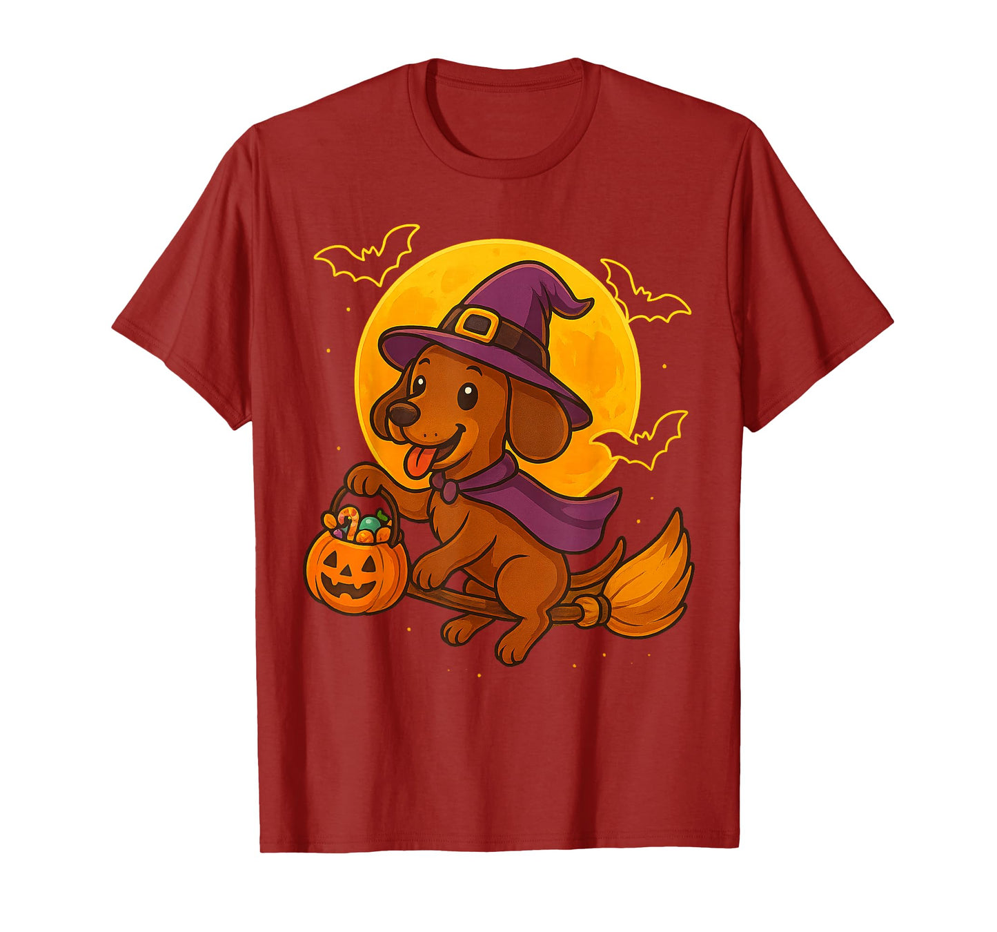 Cute Dachshund Witch Pumpkin Halloween Costume Boys Girls T-Shirt
