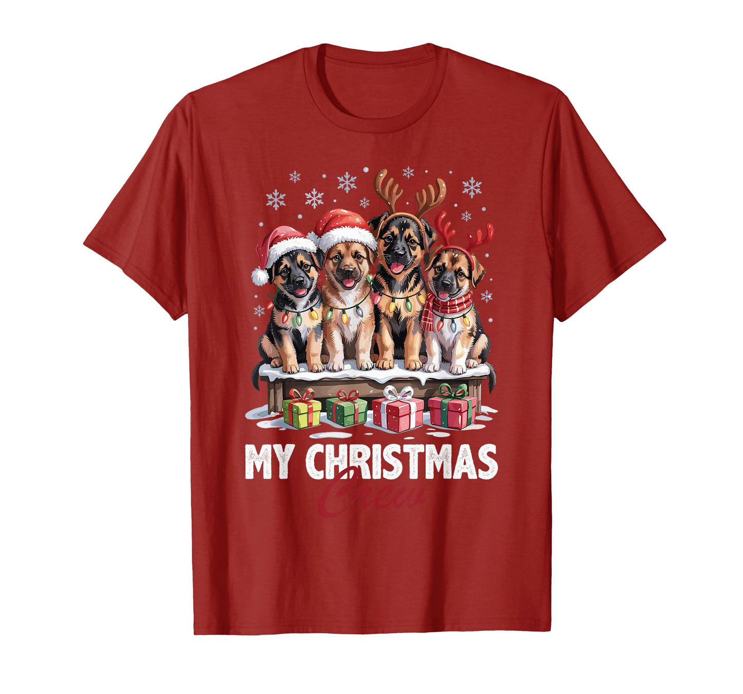 German Shepherd Christmas Crew Funny Dog Lovers Holiday T-Shirt