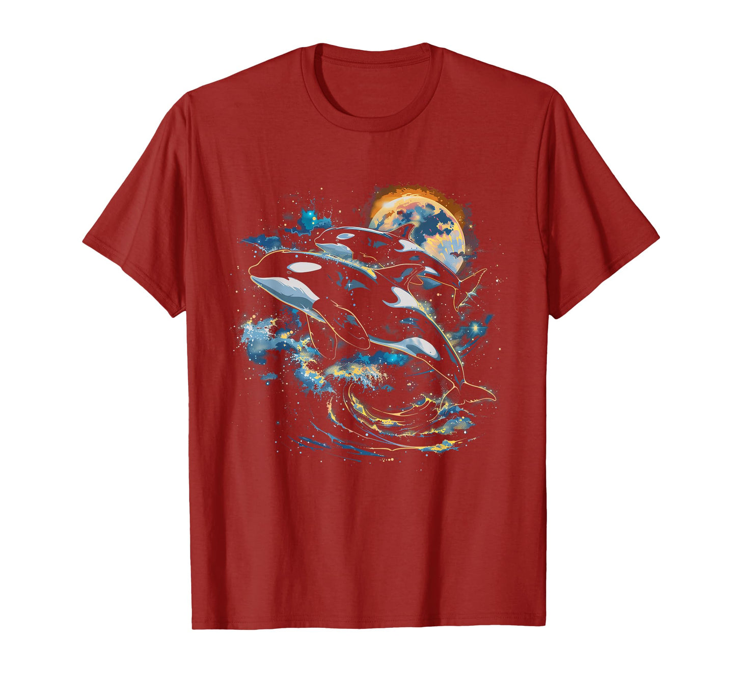 Orca In Space, Planets, Stars, Wall Lovers T-Shirt