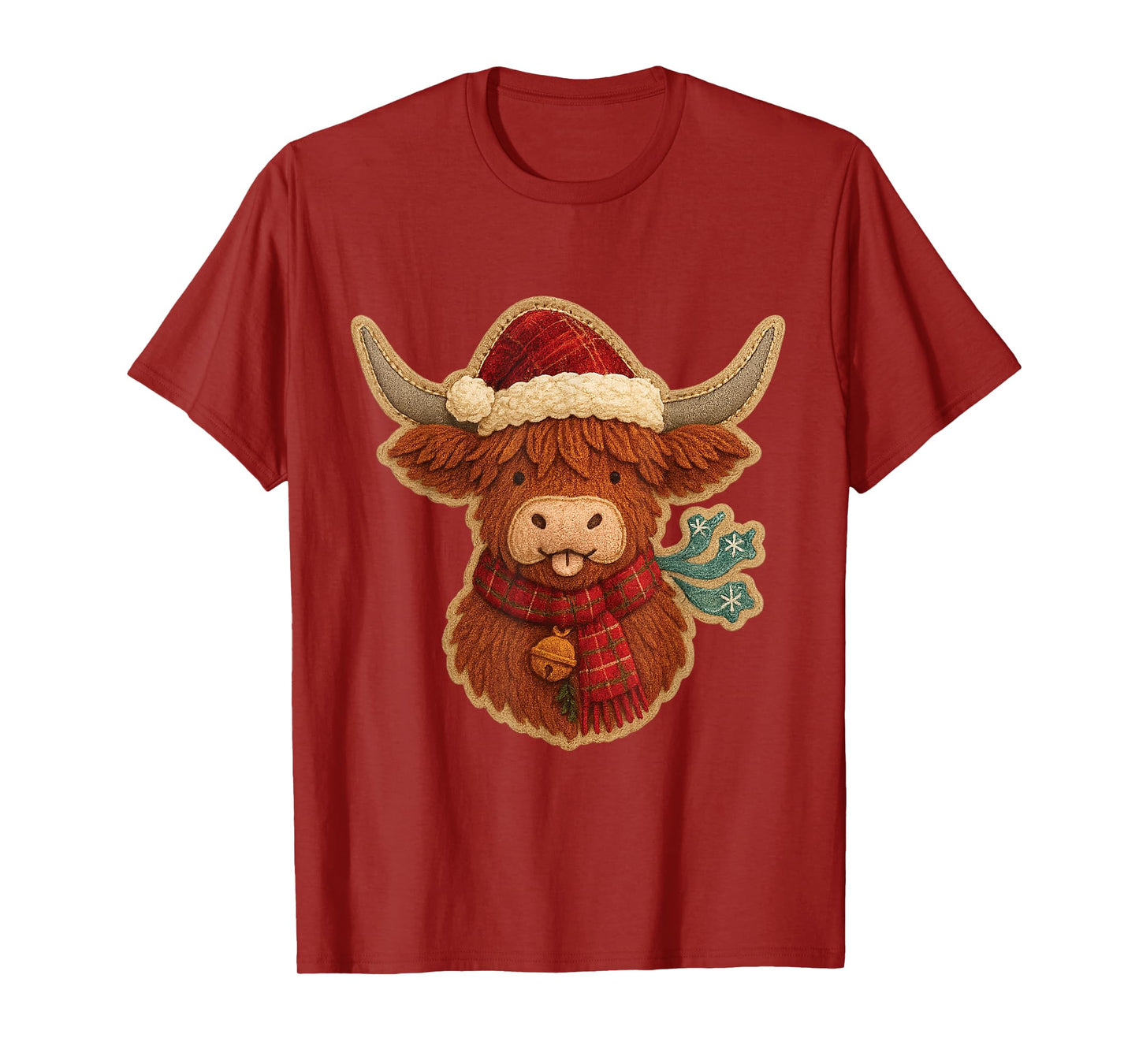 Highland Cow Christmas Cute Santa Hat Plaid Men Women Kids T-Shirt
