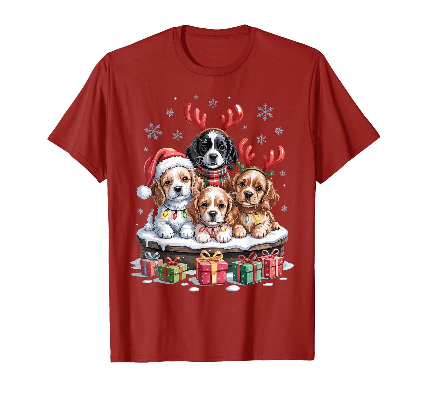 Cute Cocker Spaniel Christmas Puppies Dog Lovers Holiday T-Shirt
