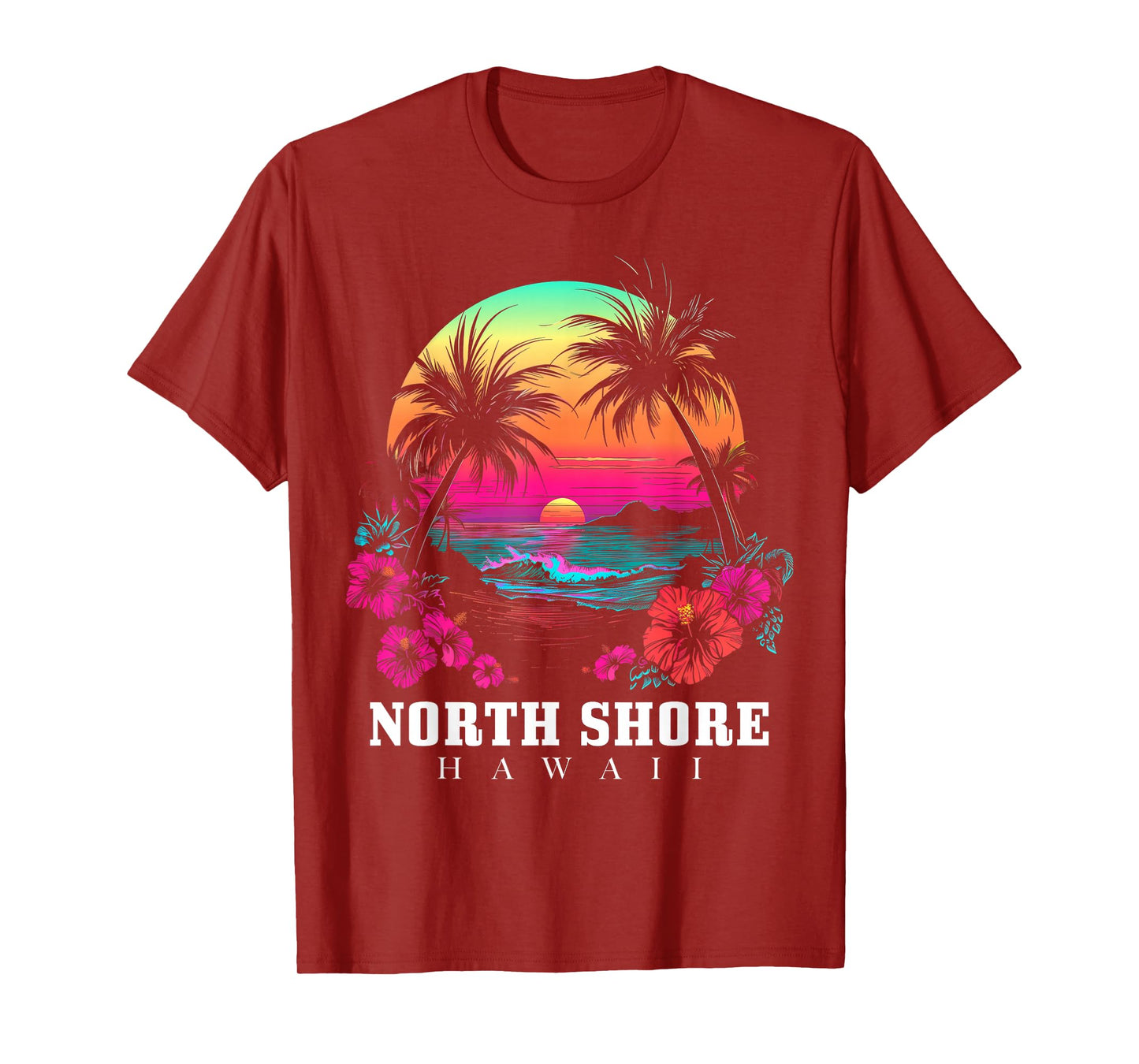 Surfer Souvenir North Shore Oahu Hawaii Hibiscus T-Shirt