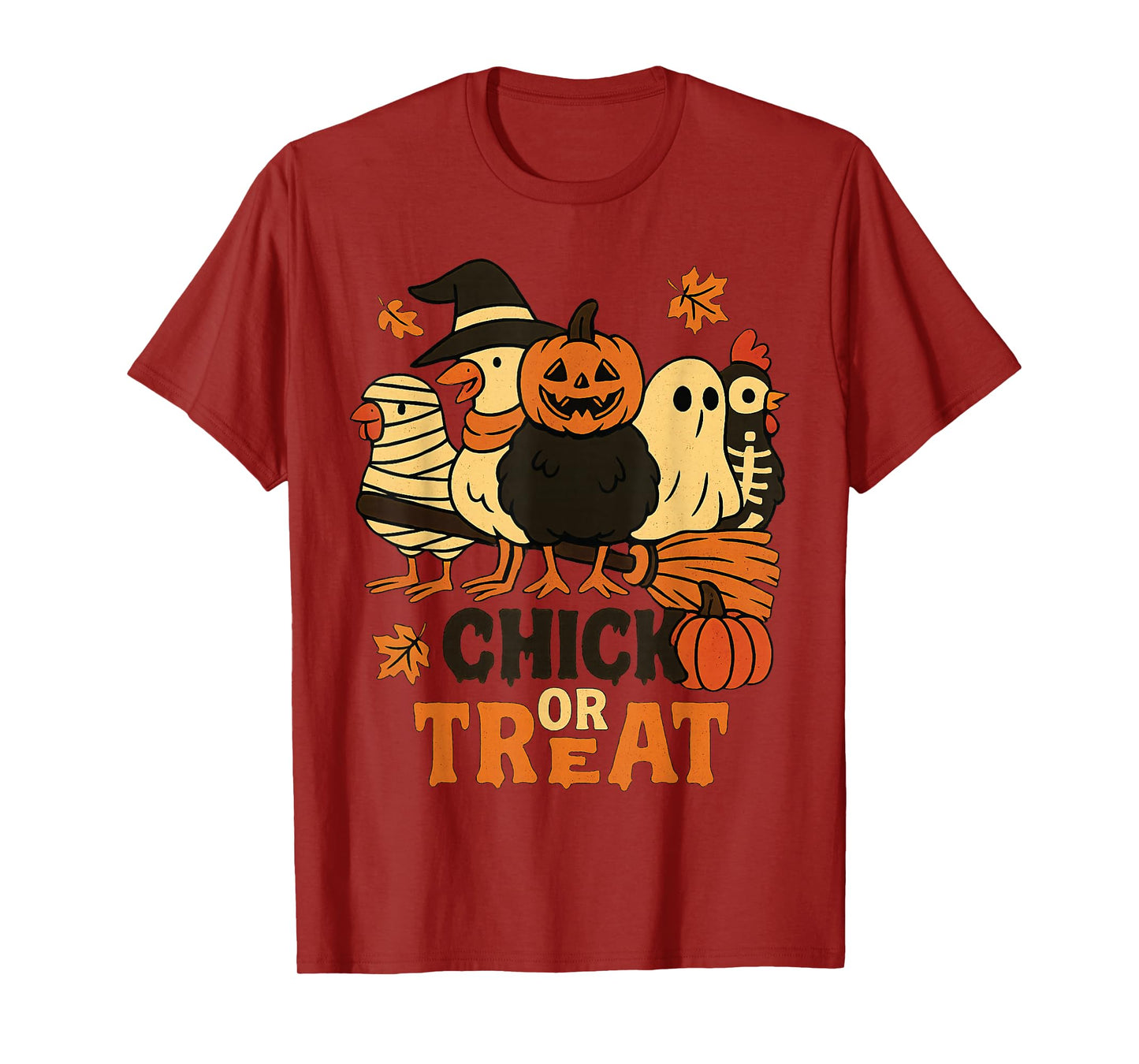 Halloween Chick Or Treat Pumpkin Spooky Witch Chicken T-Shirt