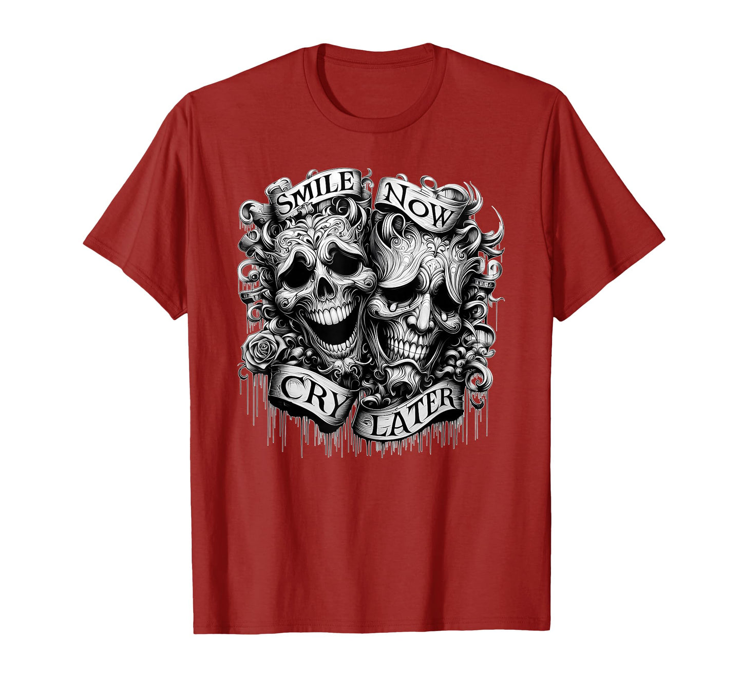 SMILE NOW CRY LATER Clown Chicano Art Shirt Gothic Cholo T-Shirt