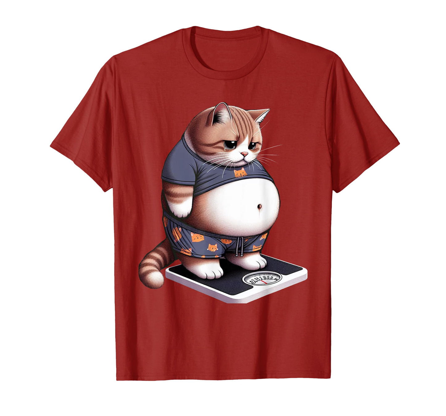 Funny Fat Cat Cute Chubby Kitten T-Shirt, Small, Black