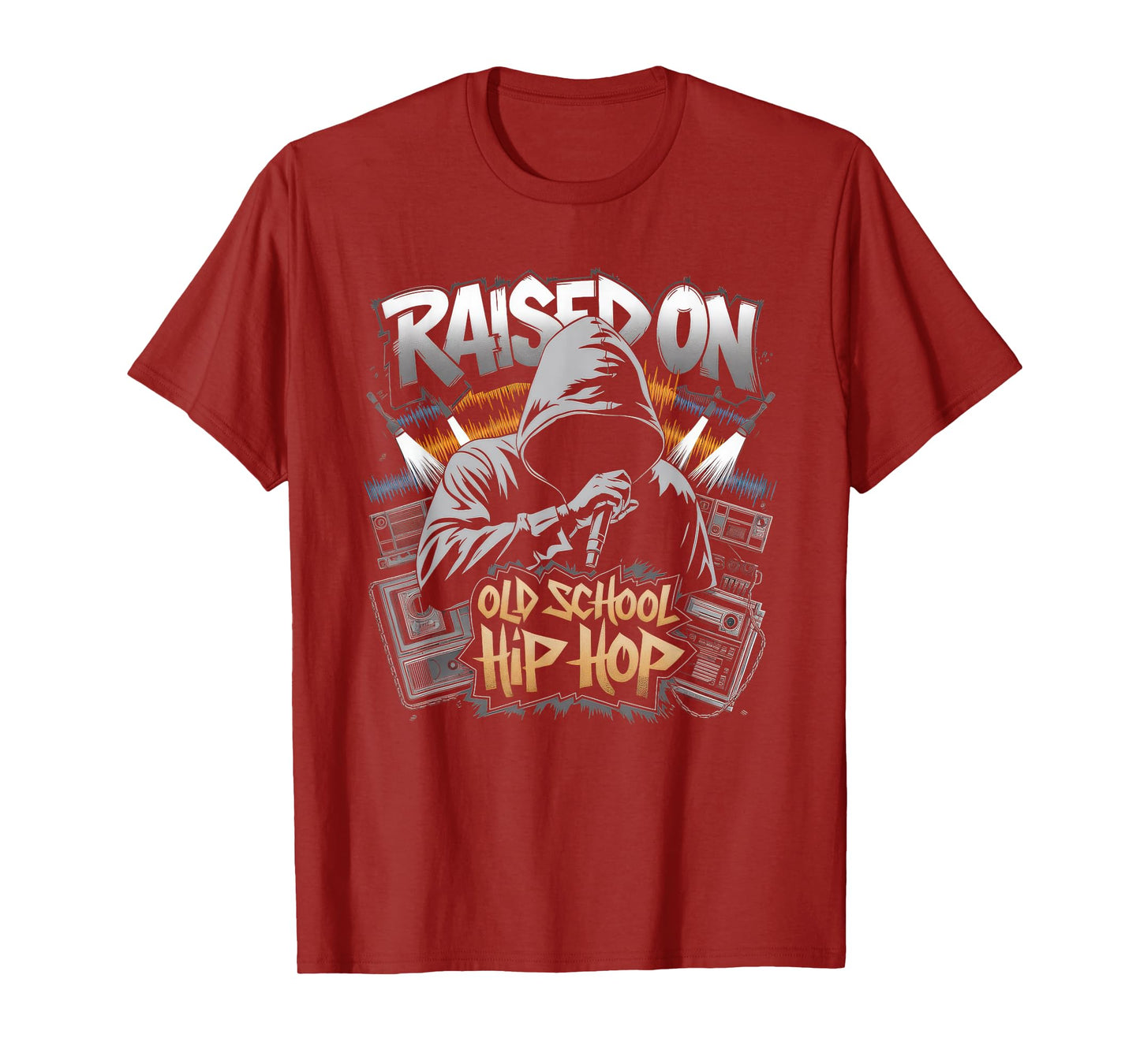 RAISED ON OLD SCHOOL HIP HOP Tshirt Cassette Graffiti Rap T-Shirt