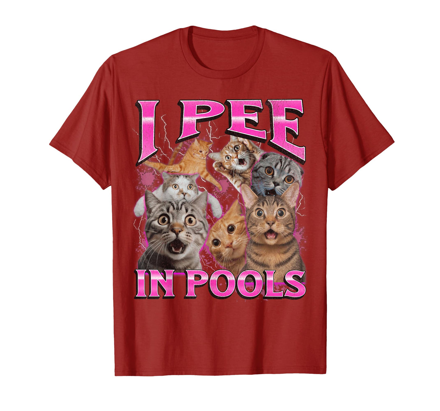 I Pee In Pools Funny Unhinged Cat Meme Bootleg Graphic 90s T-Shirt