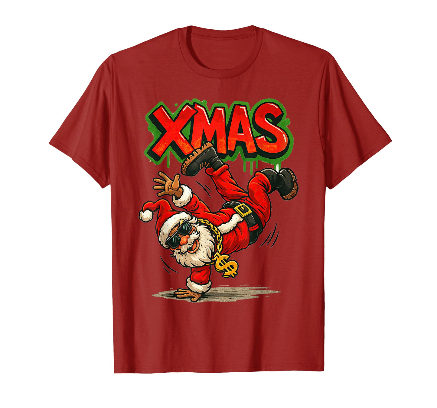 Cool Hiphop Breakdancing Santa Funny Xmas T-Shirt