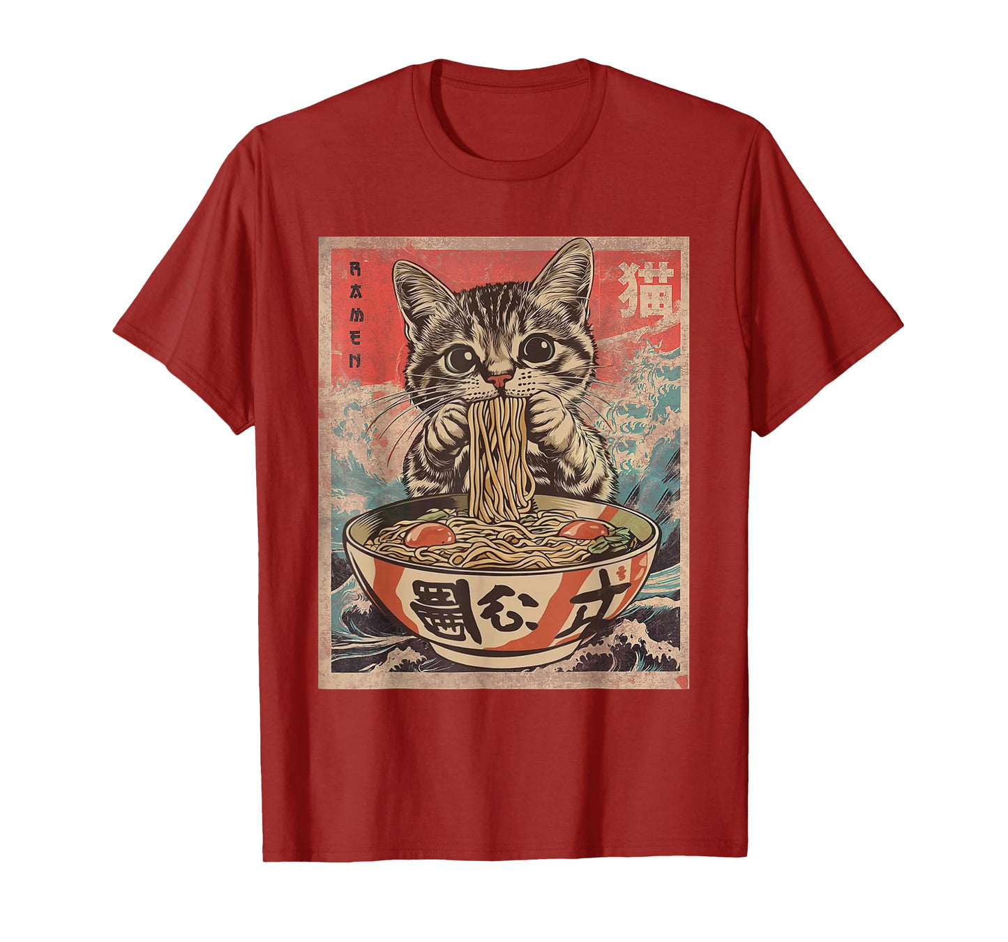 Funny Cat Ramen Noodles Kawaii Anime Manga Japanese Food T-Shirt