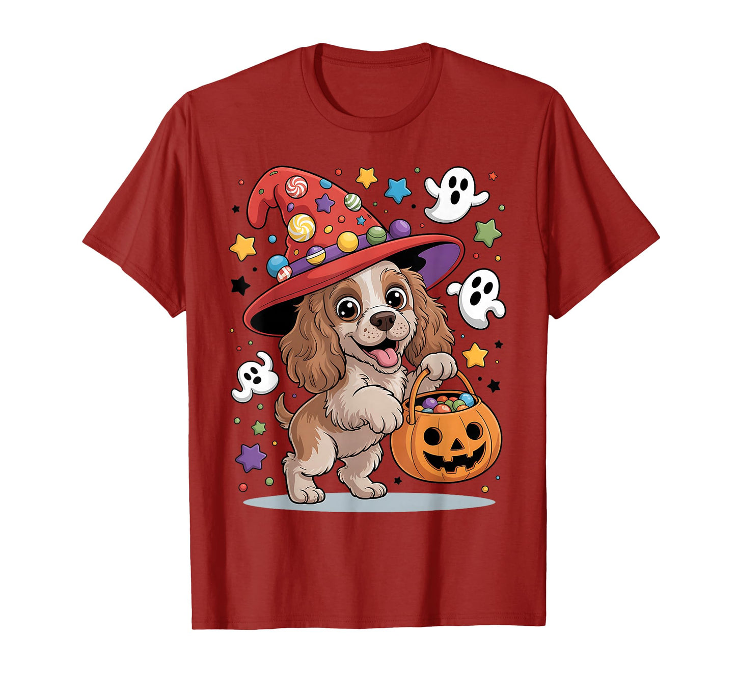 Cocker Spaniel Dog Pumpkin Ghost Candy Witch Halloween T-Shirt