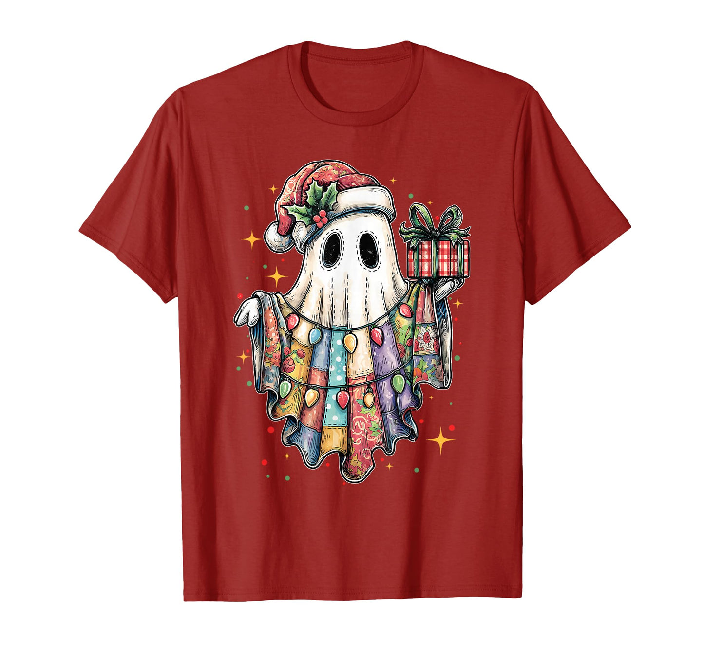 Patchwork Ghost Boo Preppy Girly Christmas Xmas Holiday Kids T-Shirt