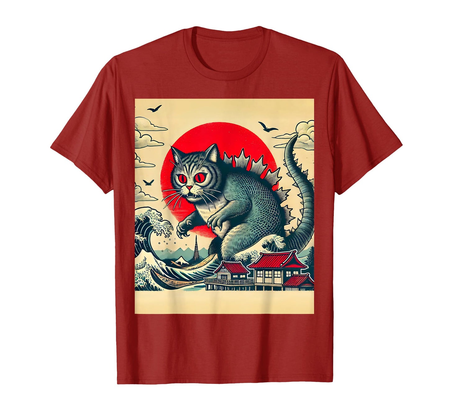 Catzilla Cat Retro Vintage Japanese Kaiju Funny Cat Monster Men Women Girls Kids T-Shirt