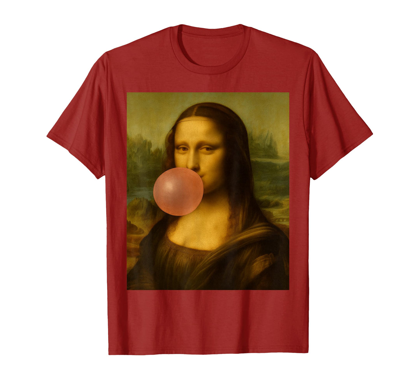 Funny Vintage Design Mona Lisa Blowing Bubble Gum T-Shirt