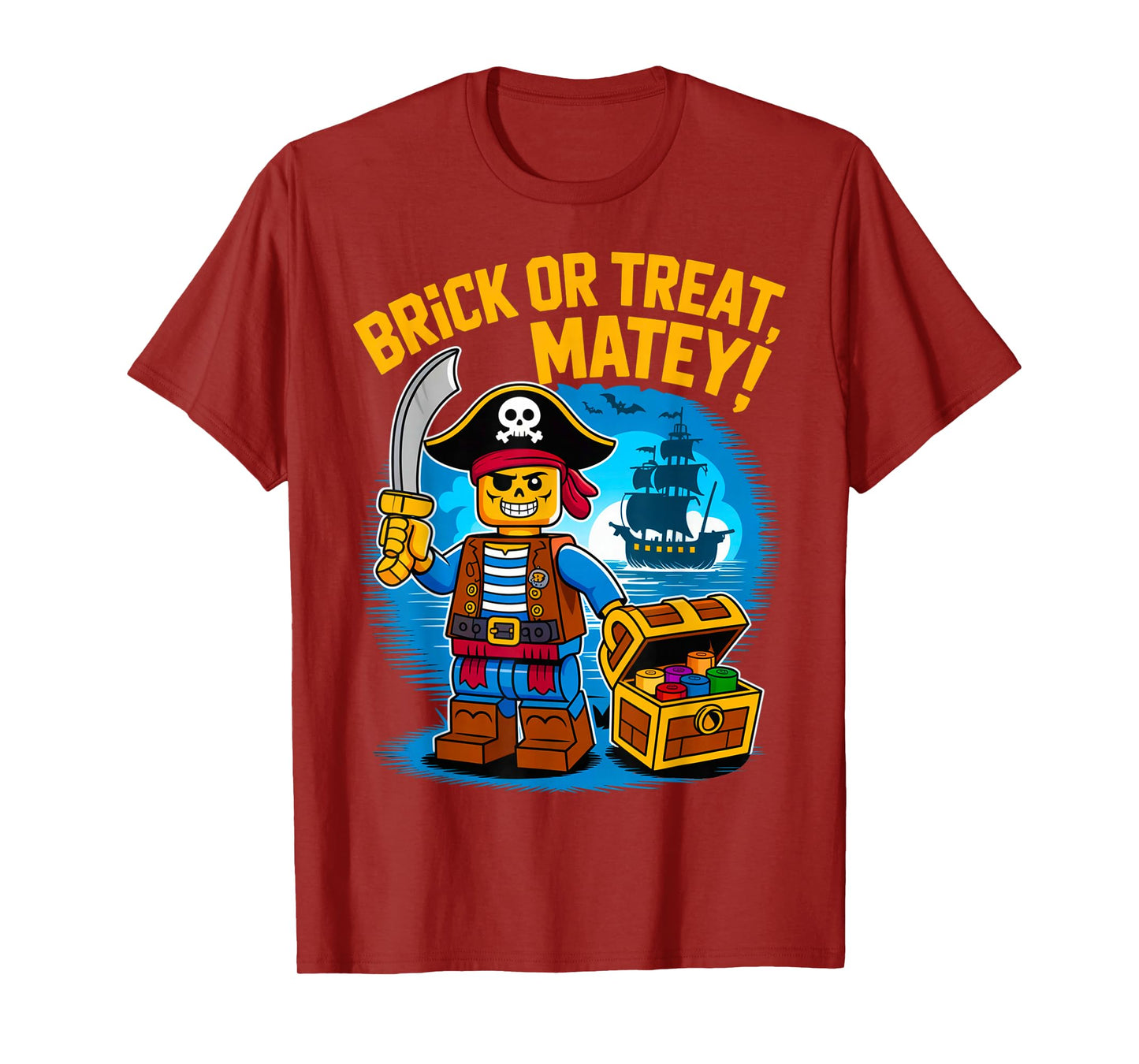 Halloween Bricks Pirate Skeleton Builder Blocks Building Toy T-Shirt