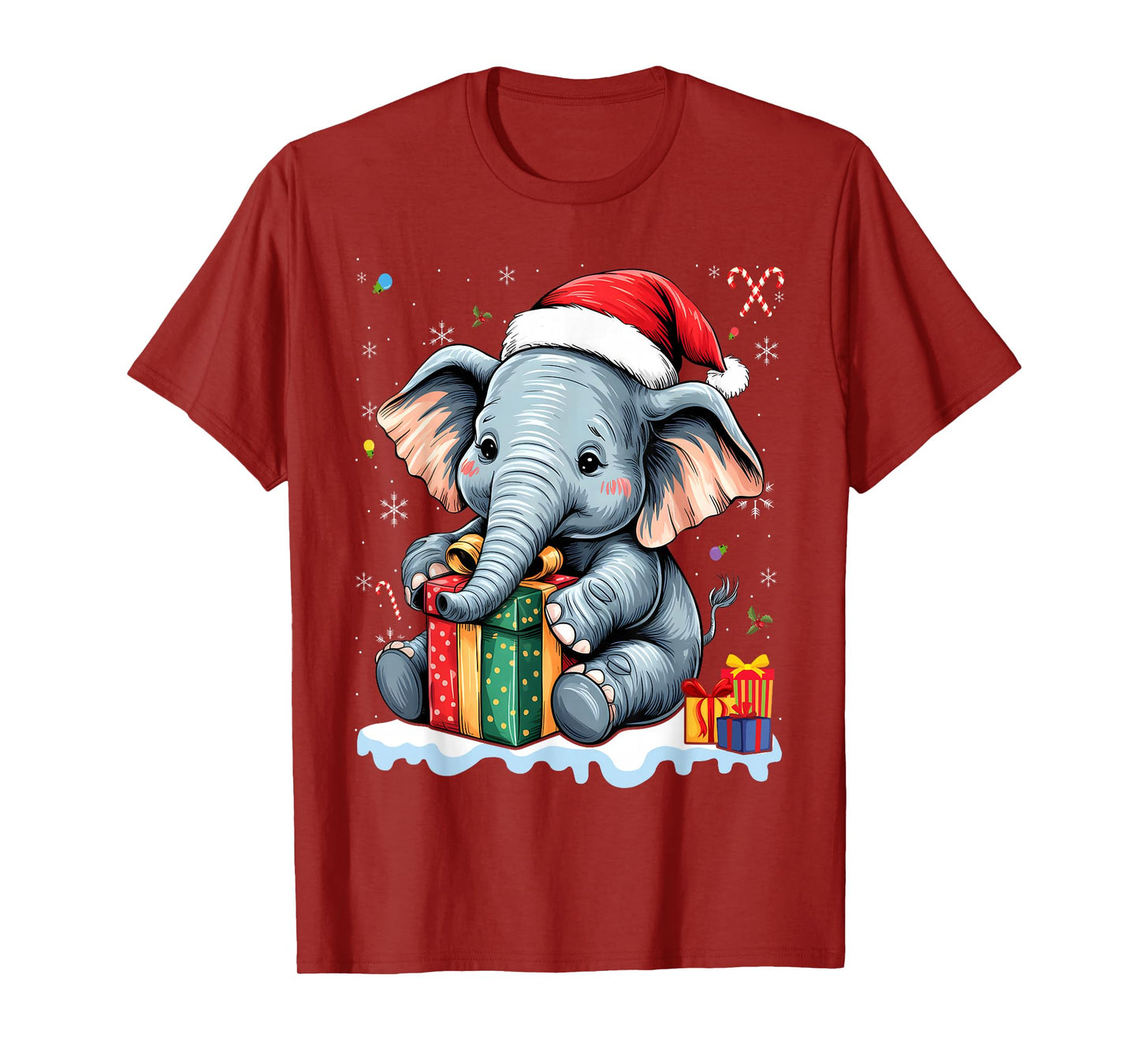 Christmas Elephant Pajamas in Santa Hat Women Kids T-Shirt