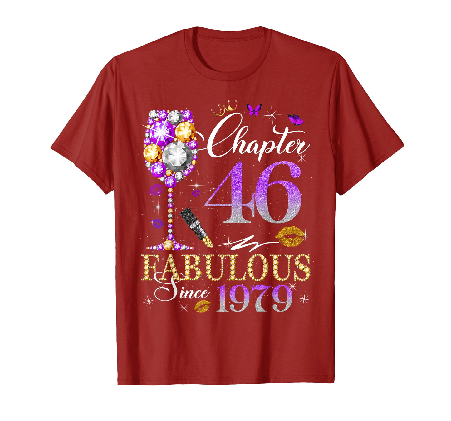Womens Chapter 46 Fabulous Est 1979 46th B-day Queen Diamond T-Shirt