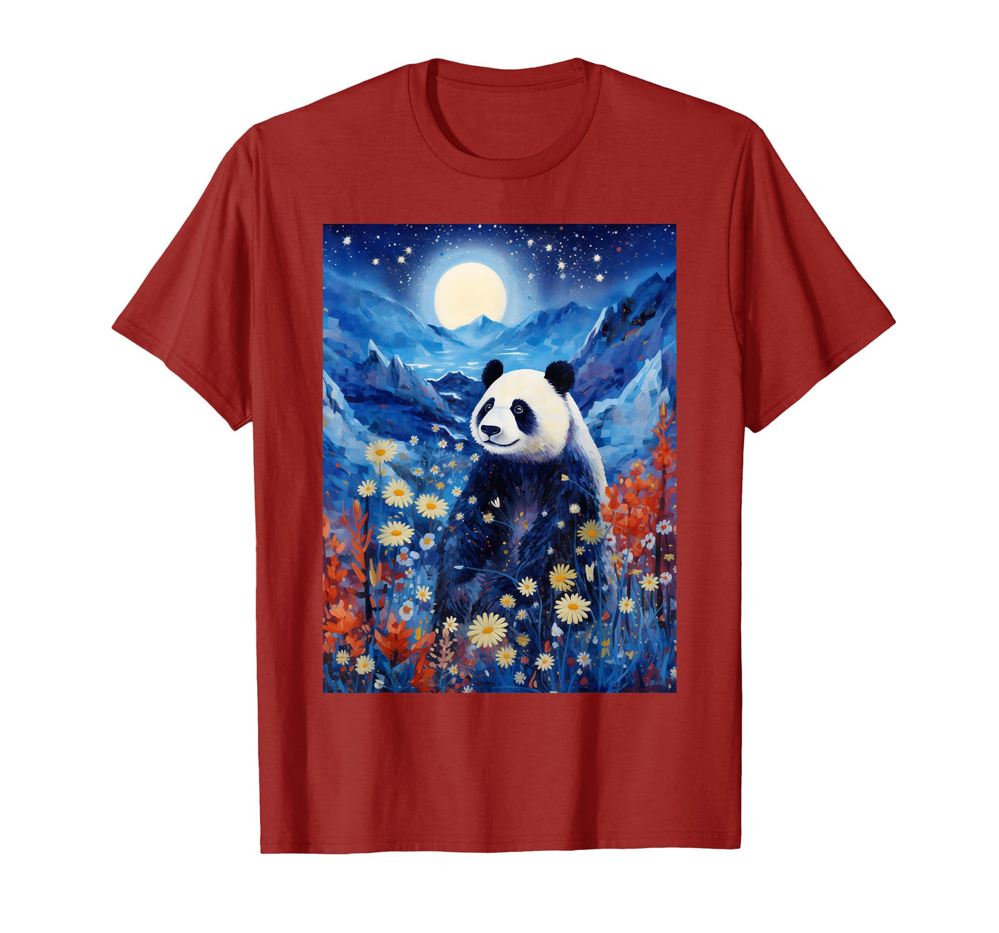 Panda Starry Night Van Gogh Style Graphic T-Shirt