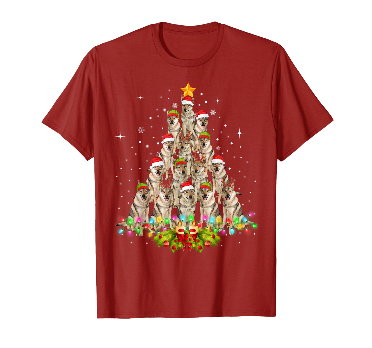 Wolfs Tree Christmas Sweater Xmas Pet Animal Wolf Lover Gift T-Shirt