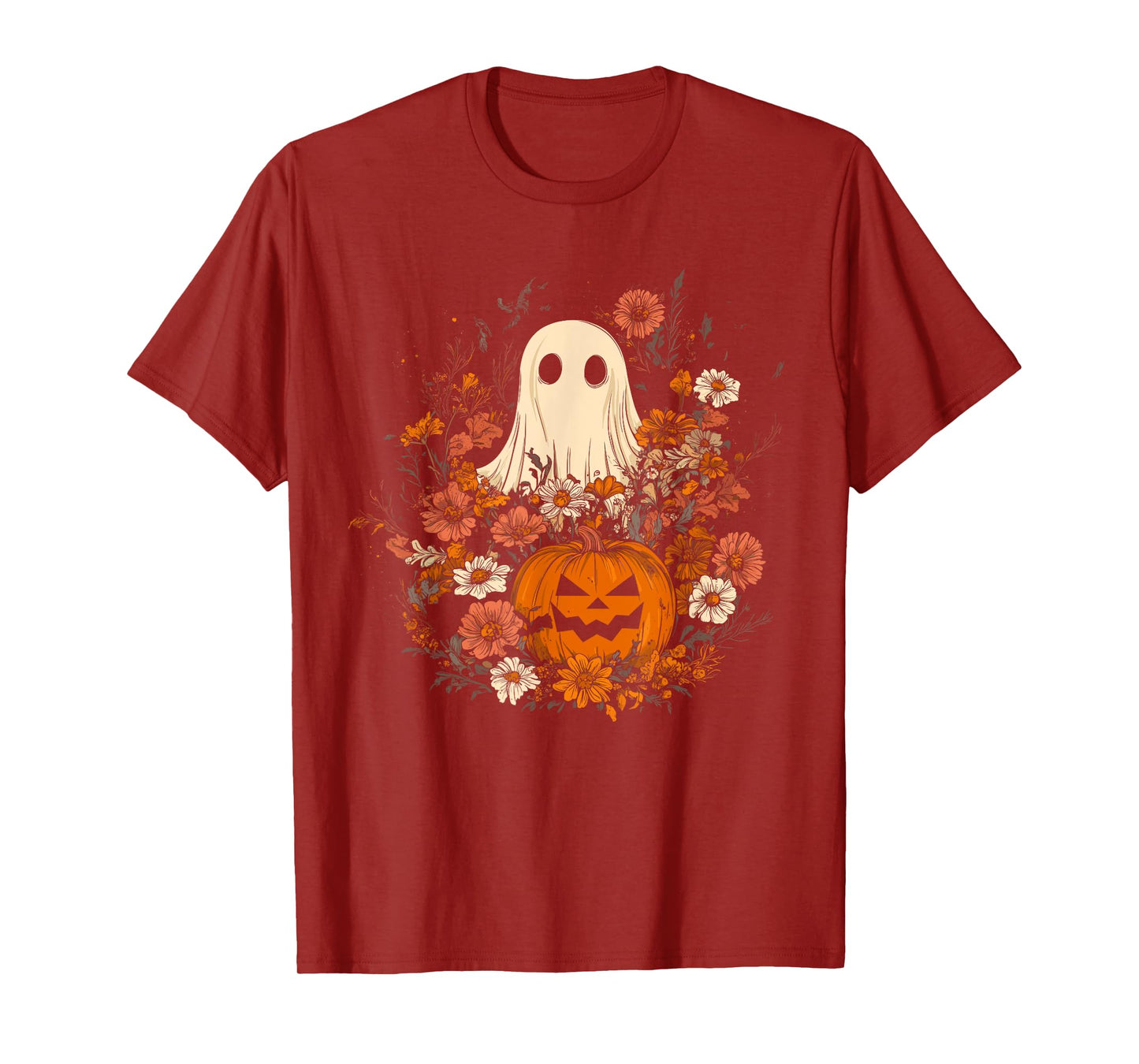 Vintage Floral Ghost Halloween Ghost in the Forest Gothic T-Shirt