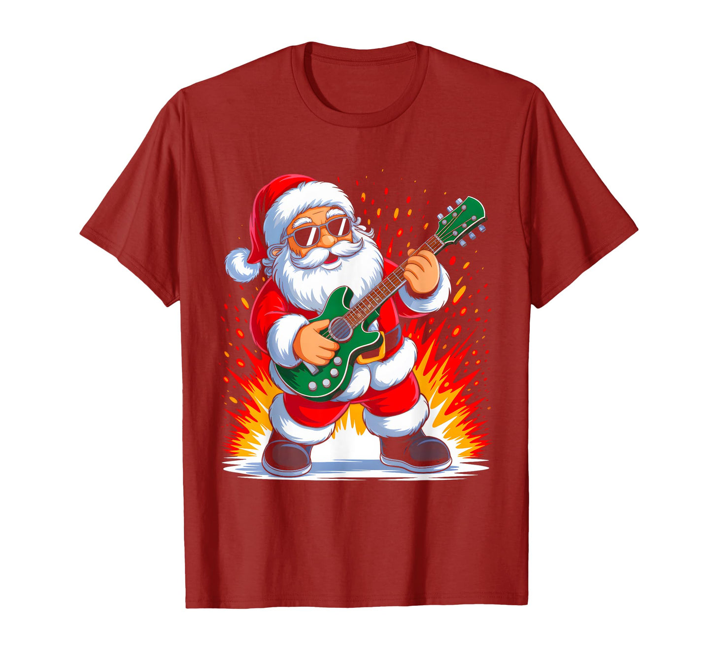Guitar Classic Santa Playing Drums Funny Christmas Xmas T-Shirt