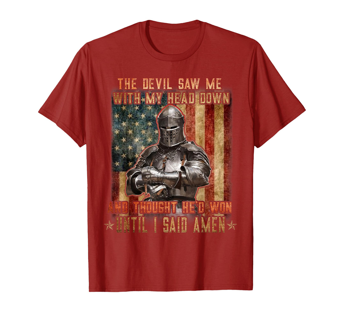 The Crusader - The Devil Saw Me - Knight Templar US Flag T-Shirt