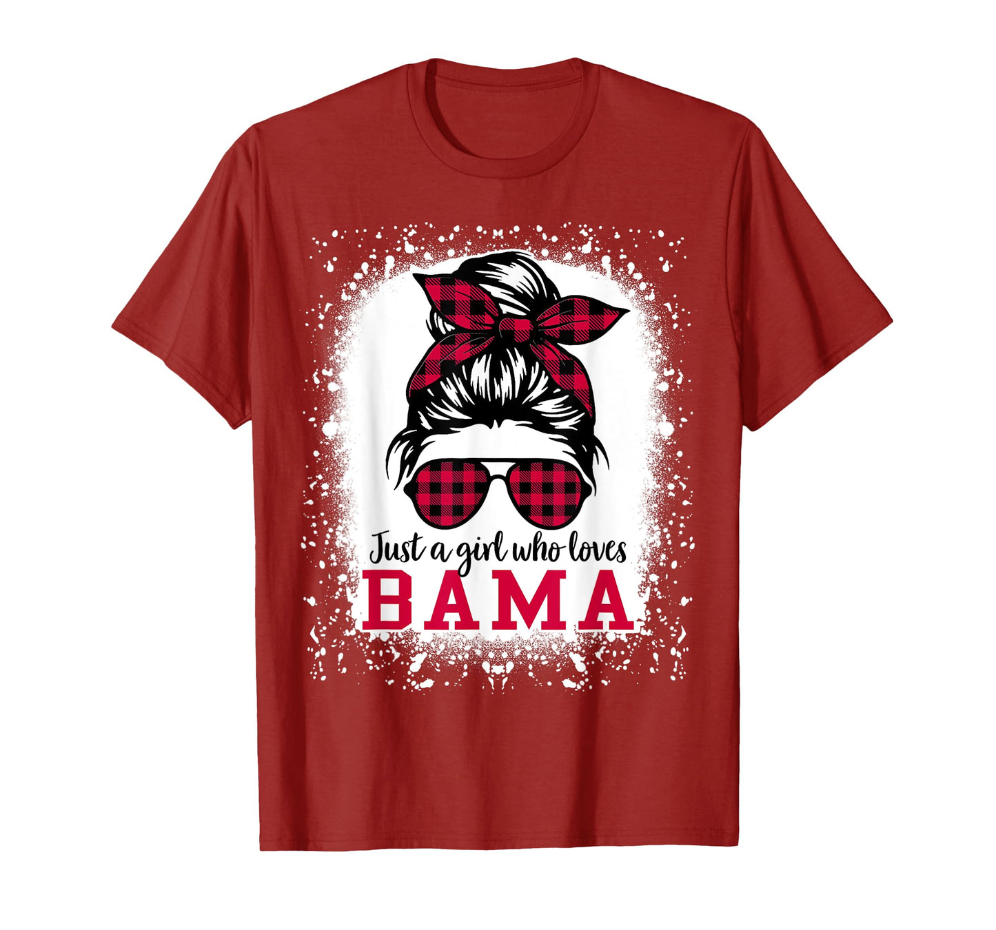 BAMA ALABAMA Women Girls Messy Bun Hair, Alabama State Pride T-Shirt