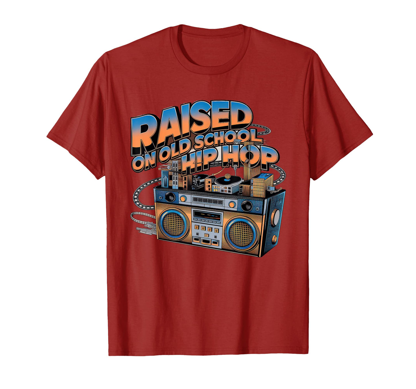 RAISED ON OLD SCHOOL HIP HOP Tshirt Cassette Graffiti Rap T-Shirt