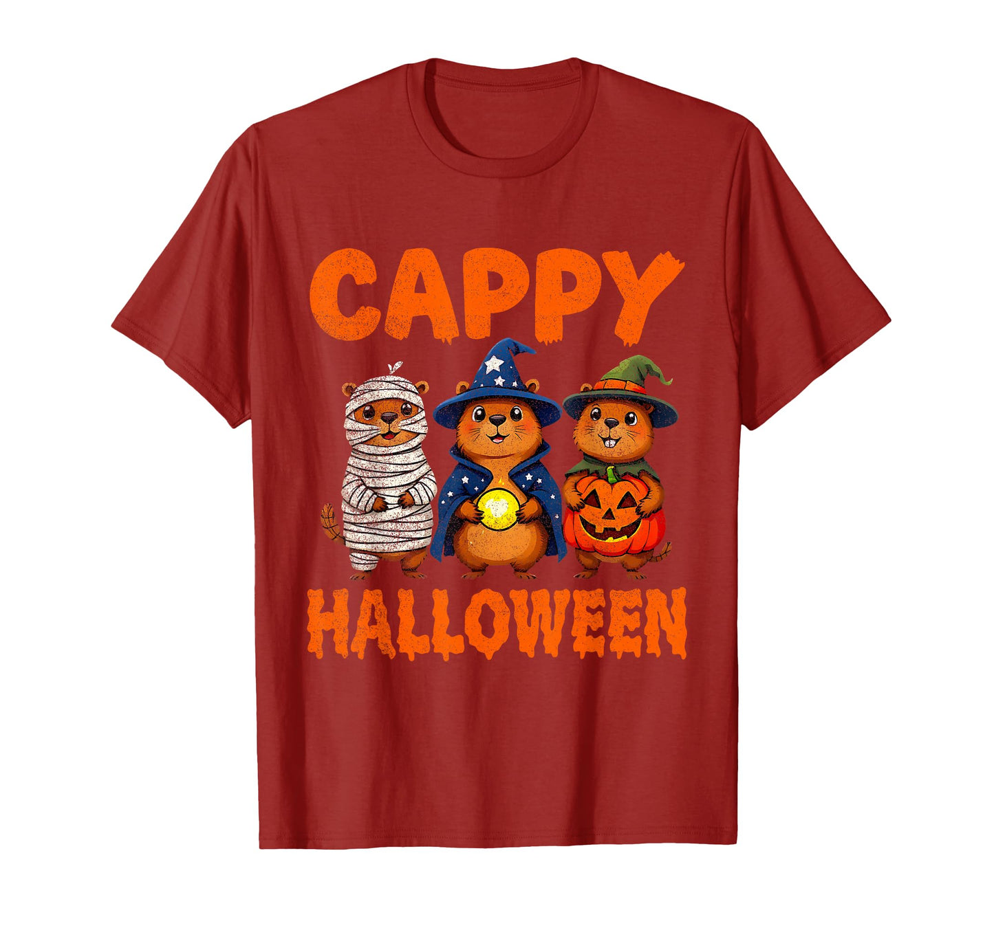 Cappy Halloween Funny Capybara Ghost Witch Pumpkin Spooky T-Shirt