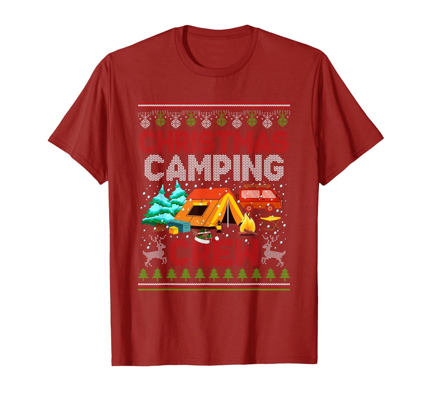Christmas Camping Crew Buffalo Plaid Santa Hat Xmas Camper T-Shirt