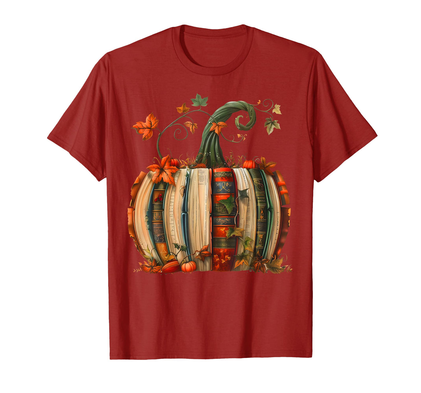 Vintage Book Pumpkin Autumn Fall Librarians Bookworm Teacher T-Shirt