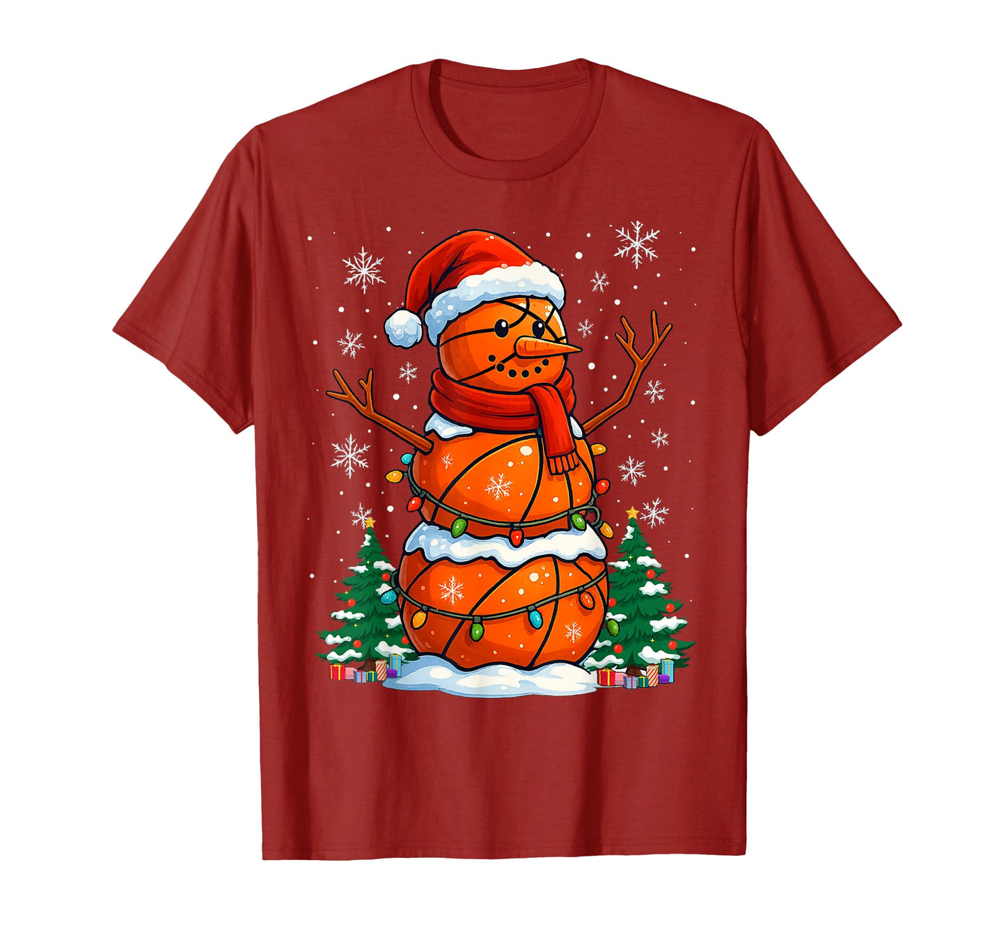 Christmas Basketball Snowman Holiday Sports Xmas Pajamas T-Shirt