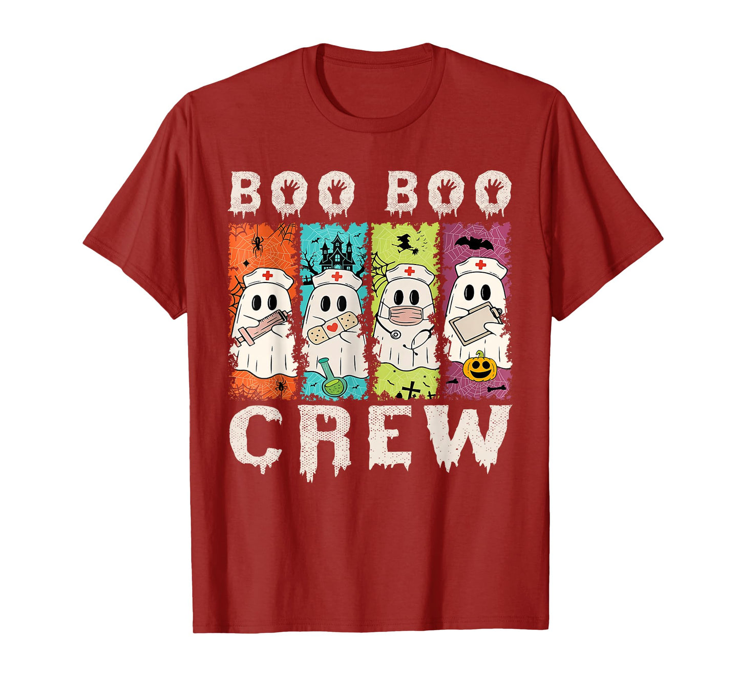 Boo Boo Crew Nurse Ghost Scrub Top Nursing Halloween Costume T-Shirt