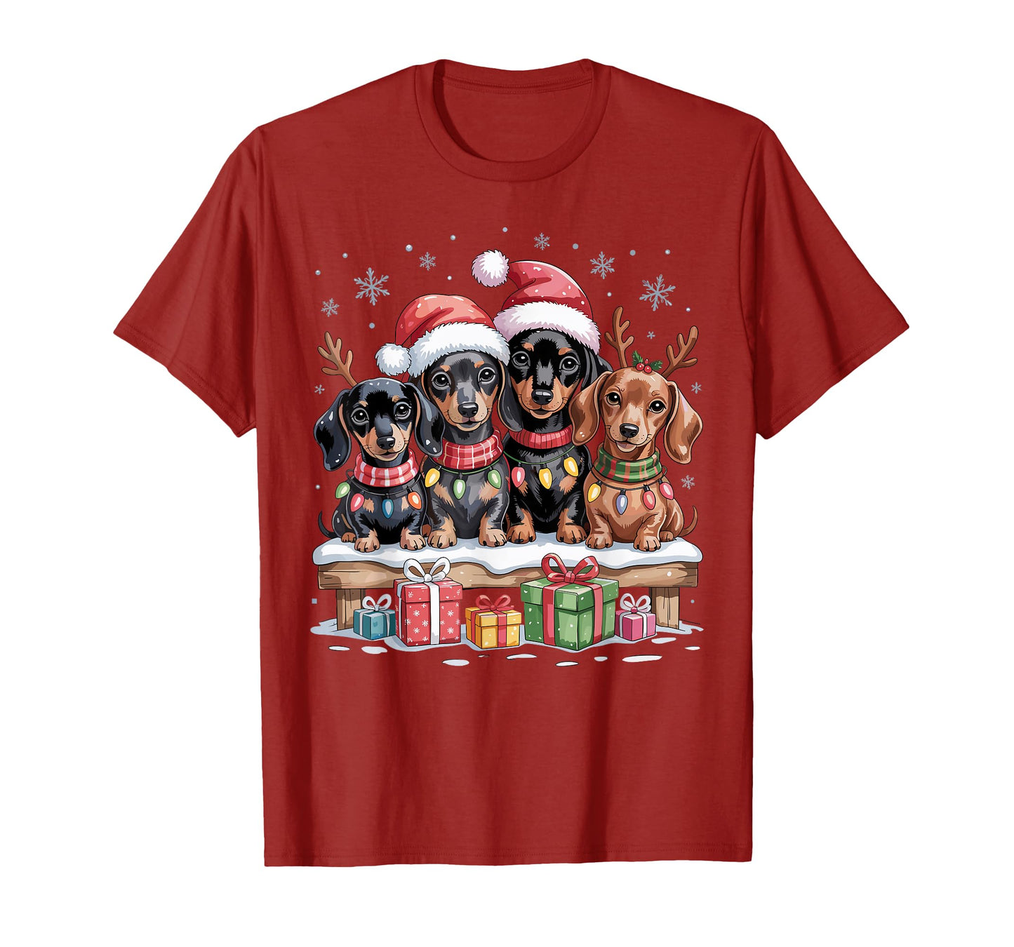 Cute Dachshund Christmas Puppies Dog Lovers Holiday Pajama T-Shirt