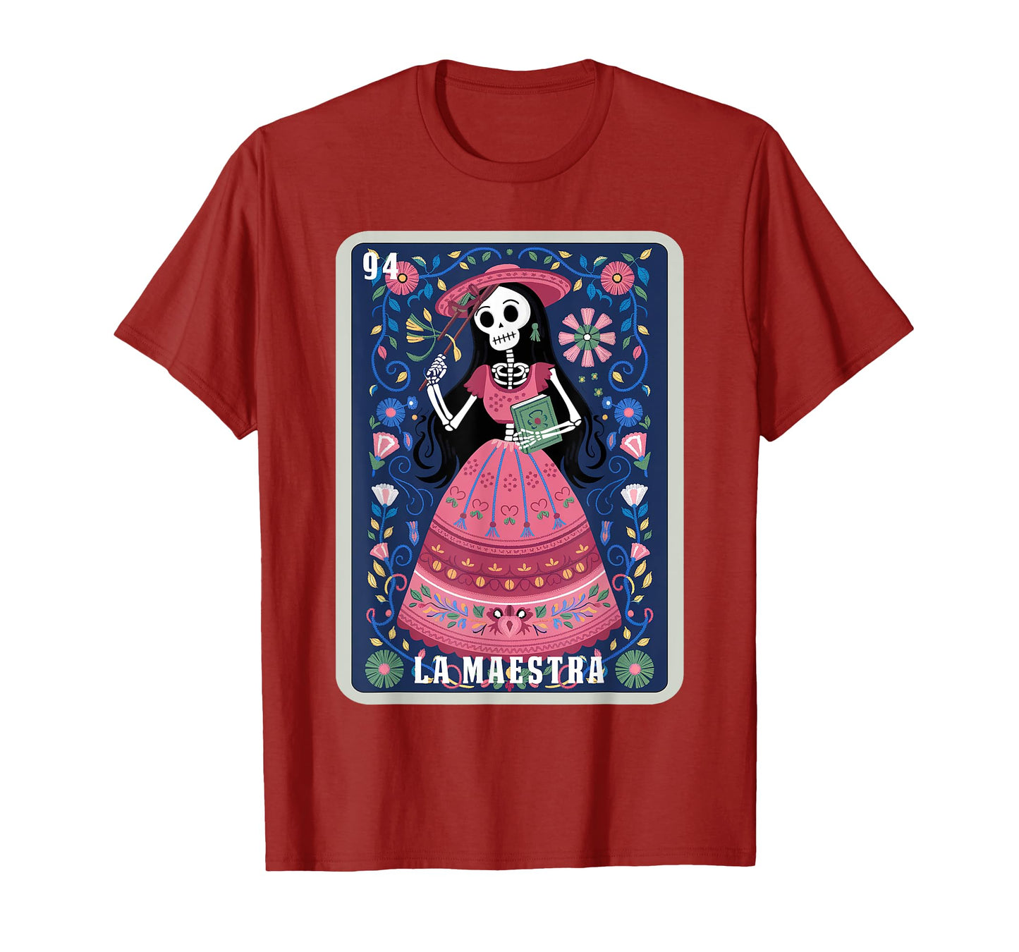 La Maestra Halloween Mexican Bingo Card Teacher Lottery Card T-Shirt