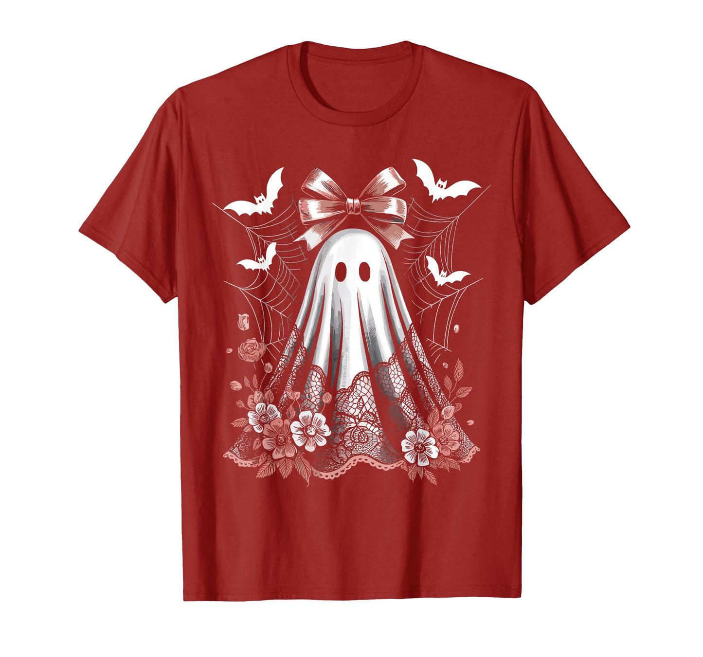 Lace Ghost Coquette Bow Vintage Women Girls Halloween Girly T-Shirt