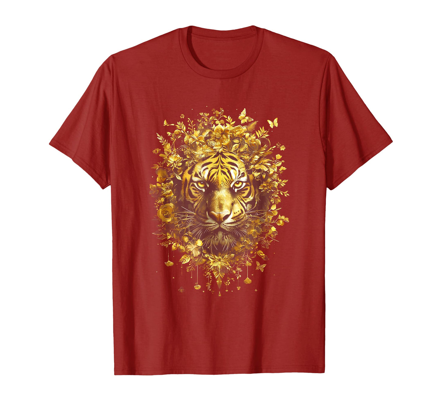Black n Gold Striped Tiger Portrait Wildlife Animal T-Shirt