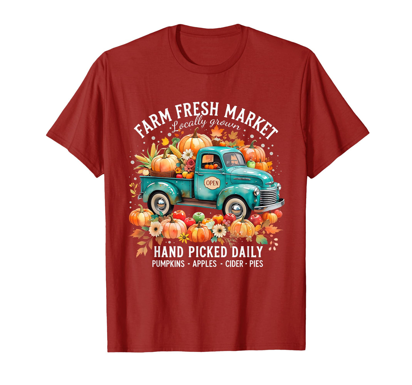 Farm Fresh Market Vintage Truck Pumpkin Fall T-Shirt