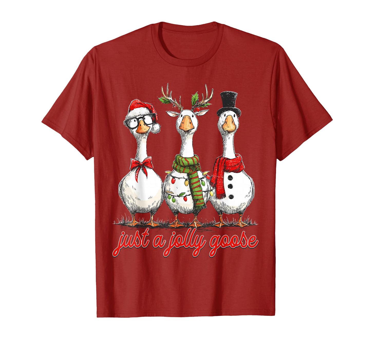 Vintage Christmas Silly Goose Santa Reindeer Men Women Kids T-Shirt