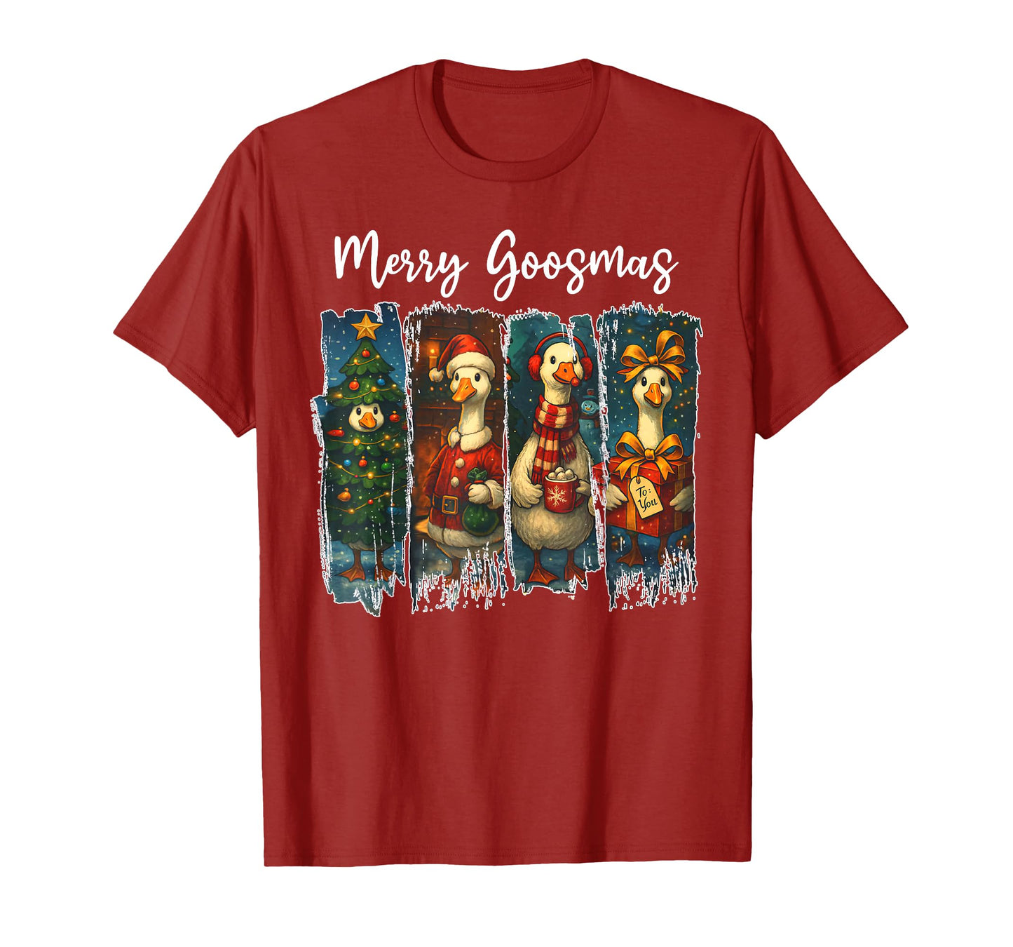 Funny Retro Merry Goosemas Christmas Silly Goose Xmas Lights T-Shirt