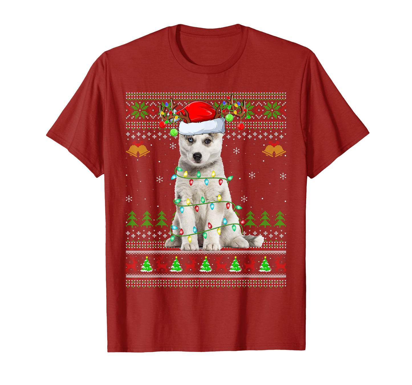 Siberian Husky Dog Ugly Christmas Sweater Holiday Santa Xmas T-Shirt