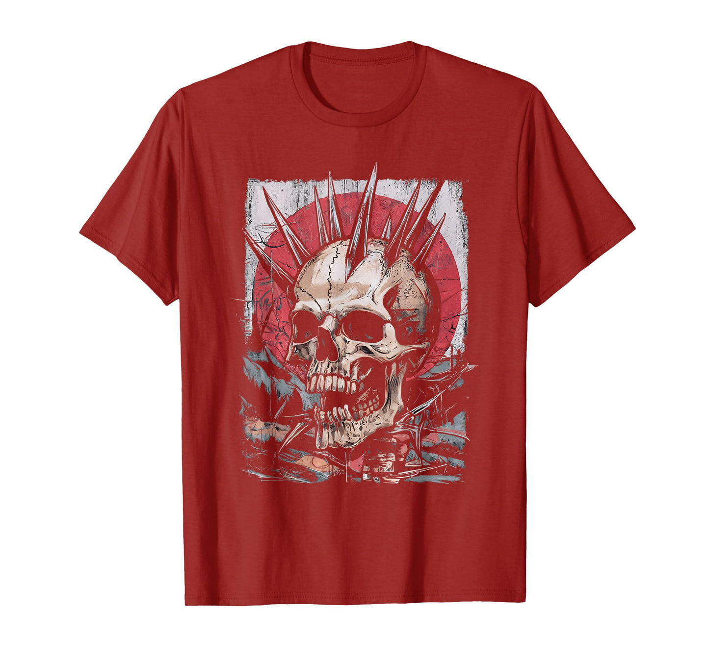 Biker Rocker Skull Punk Horror Skull Vintage Graffiti T-Shirt