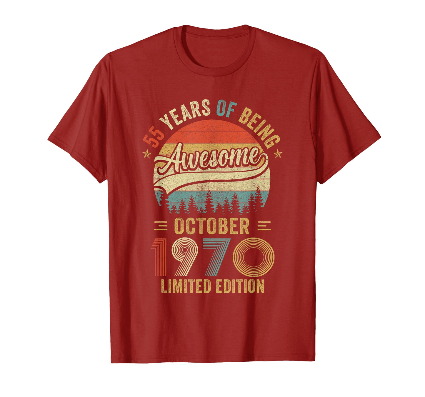 Vintage October 1970 Old 55Th Birthday Men Women T-Shirt