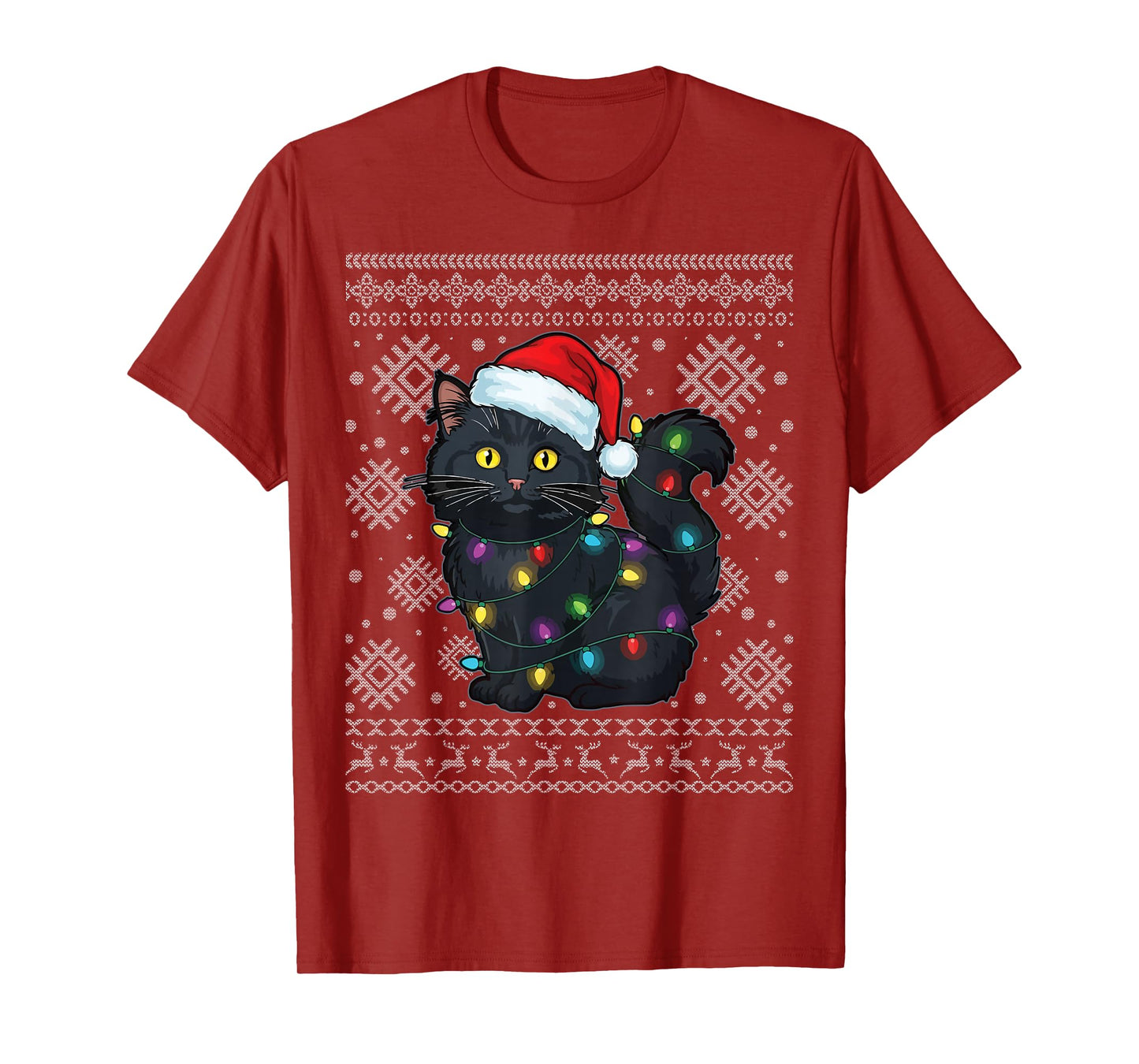 Santa Cat Happy Christmas Funny Ugly Christmas T-Shirt