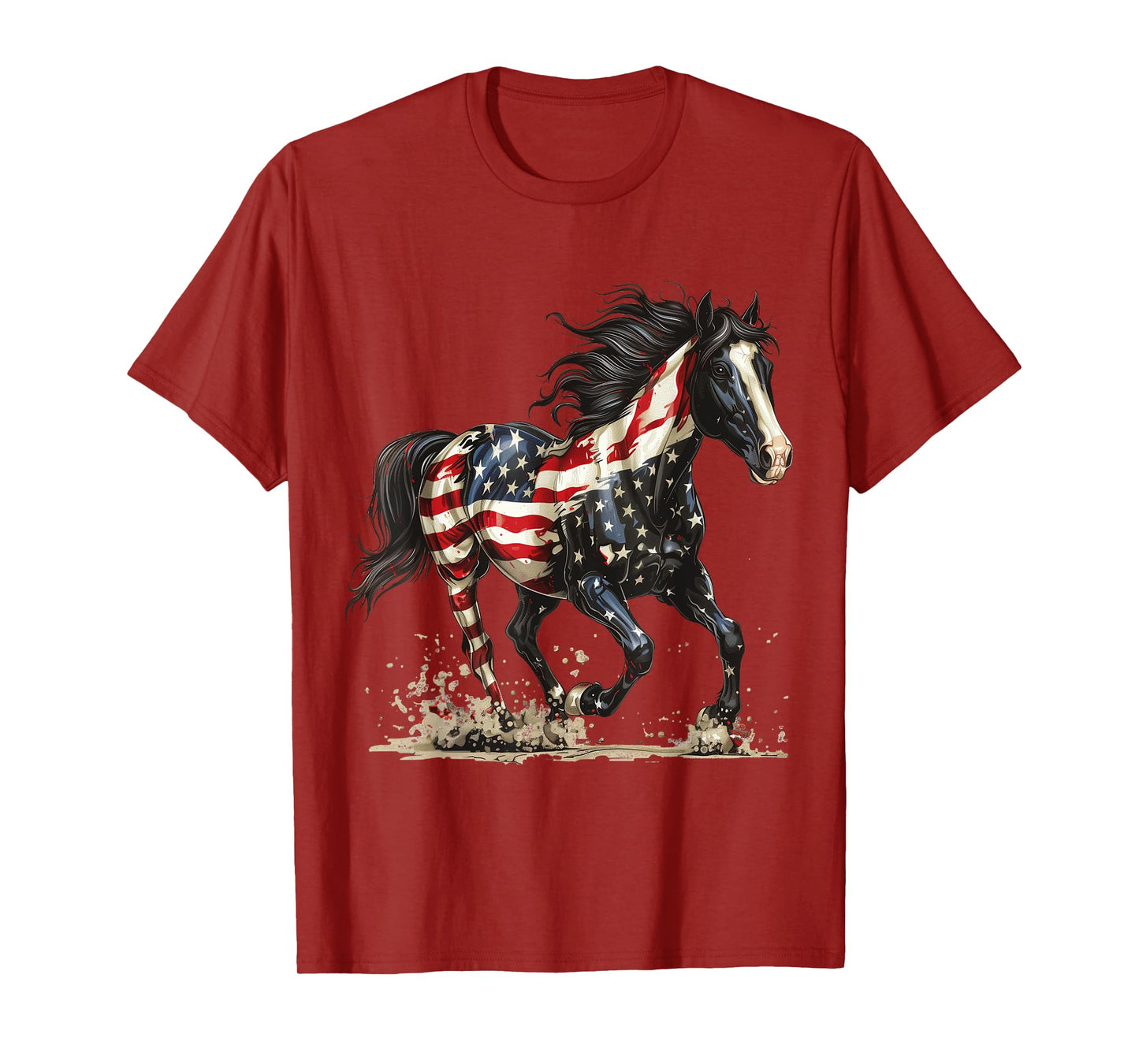 Patriotic Horse USA Flag Vintage Horse 4th Of July Women Men T-Shirt