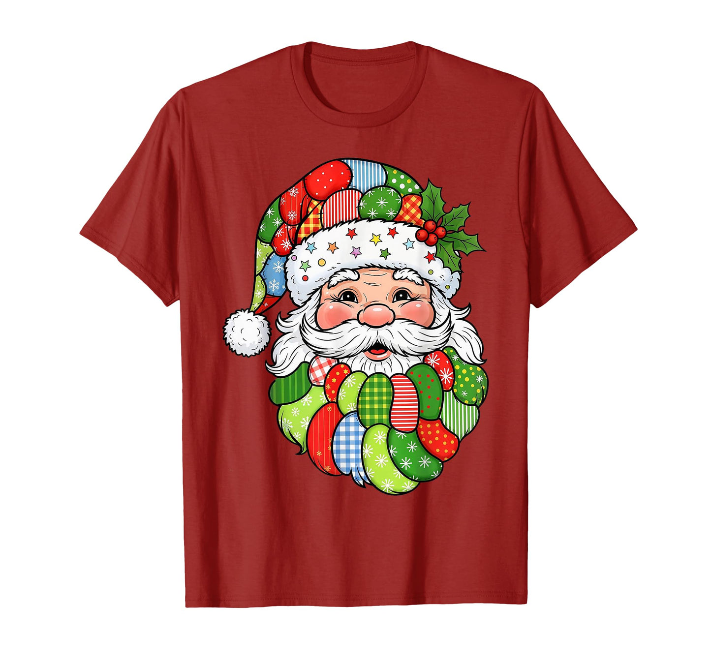 Patchwork Santa Claus Retro Christmas Funny Men Woman Kid T-Shirt